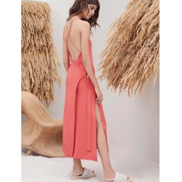 ALEXIS Analia Wrap Slip Dress Coral Medium - Picture 1 of 8